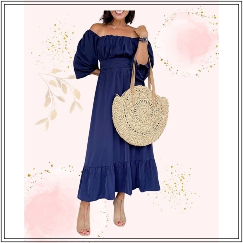 VotePretty - Off The Shoulder Midi Dress W/ Tie Back -‎ Medium *NWT*